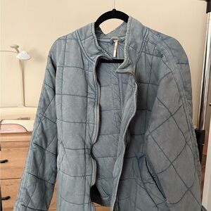 Free People Blue Quilted Jacket